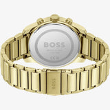 Hugo Boss Trace Chronograph Black Dial Gold Steel Strap Watch For Men - 1514006