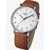 Tissot T Classic Everytime Jam Tangan Tali Kulit Coklat Dial Putih Besar Untuk Pria - T109.610.16.037.00