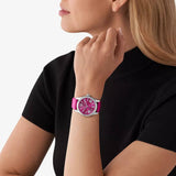 Michael Kors Lexington Quartz Fuchsia Dial Fuchsia Leather Strap Watch For Women - MK4749