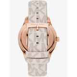 Michael Kors Runway Quartz Rose Gold Dial White Leather Strap Watch For Women - MK6980