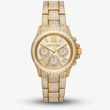 Michael Kors Everest Chronograph Crystals Gold Dial Gold Steel Strap Watch For Women - MK7254