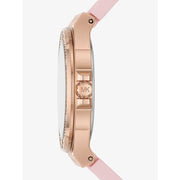 Michael Kors Mini Lennox Three-Hand Rose Gold Dial Pink Silicone Strap Watch For Women - MK7282
