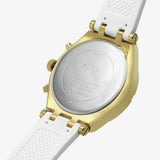 Guess Heiress Diamonds Gold Dial White Rubber Strap Watch for Women - GW0407L2