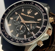 Maserati SFIDA 44mm Black Silicon Chronograph Watch For Men - R8871640002
