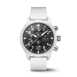 IWC Pilot's Watch Chronograph Top Gun Edition 'Lake Tahoe' Black Dial White Leather Strap Watch for Men - IW389105