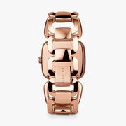 Gucci G Ladies Diamonds Black Dial Rose Gold Steel Strap Watch For Women - YA125512