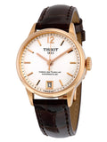 Jam Tangan Tissot Chemin Des Tourelles Powermatic 80 Lady Silver Dial Brown Leather Strap Untuk Wanita - T099.207.36.037.00