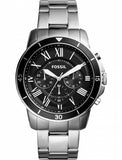 Fossil Grant Sport Chronograph Black Dial Silver Steel Strap Watch for Men - FS5236