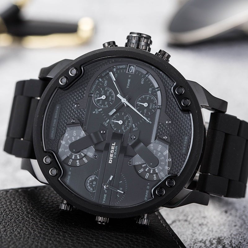 Diesel Mr Daddy 2.0 Chronograph Black Dial Black Steel Strap Watch For