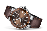 Oris Aquis Date Brown Dial Brown Leather Strap Watch for Men - 0173377304152-0752412EB