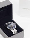 Emporio Armani Aviator Multifunction Blue Dial Silver Mesh Bracelet Watch For Men - AR60024