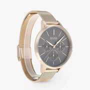 Hugo Boss Symphony Grey Dial Gold Mesh Bracelet Watch for Women - 1502424