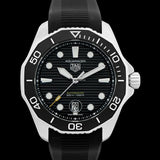 Tag Heuer Aquaracer Professional 300 Automatic Black Dial Black Rubber Strap Watch for Men - WBP201A.FT6197