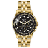 Fossil FB-01 Chronograph Black Dial Gold Steel Strap Watch for Men - FS5836