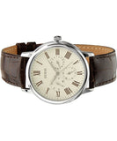 Guess Wafer Quartz White Dial Brown Leather Strap Watch For Men - W70016G2