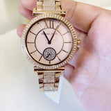 Michael Kors Abbey Three-Hand Analog Crystals Rose Gold Dial Rose Gold Steel Strap Watch for Women - MK4617