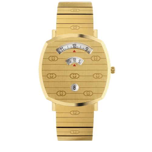 Gucci Grip Quartz Yellow Gold Dial Gold Steel Strap Unisex Watch