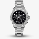 Tag Heuer Aquaracer Quartz Chronograph Black Dial Silver Steel Strap Watch for Men - CAY1110.BA0927