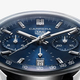 Tag Heuer Carrera Chronograph Blue Dial Blue Leather Strap Watch for Men - CBS2212.FC6535