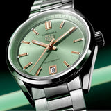 Tag Heuer Carrera Date Automatic 18K Green Dial Silver Steel Strap Watch for Women - WBN2312.BA0001