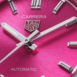 Tag Heuer Carrera Date Automatic 18K Pink Dial Silver Steel Strap Watch for Women - WBN2313.BA0001