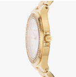 Michael Kors Lennox Three-Hand Silver Dial Gold Steel Strap Watch For Women - MK7278