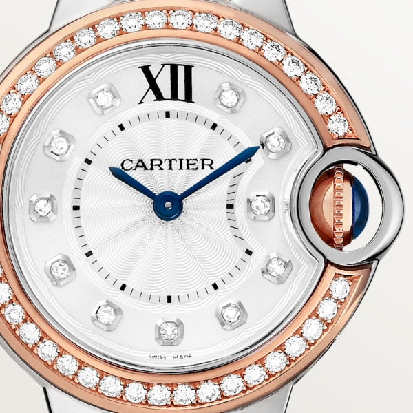 Watch Cartier, Ballon Bleu de Cartier, steel, rose gold, diamonds.