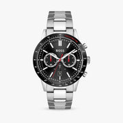 Hugo Boss Rafale Chronograph Black Dial Silver Steel Strap Watch for Men - 1513509