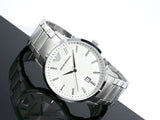 Emporio Armani Classic Quartz White Dial Silver Steel Strap Watch For Men - AR2431