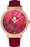 Swarovski Passage Moon Phase Red Dial Red Leather Strap Watch for Women - 5613323