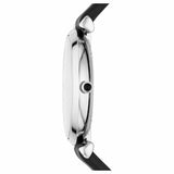Emporio Armani Gianni T Bar Mother of Pearl Dial Black Leather Strap Watch For Women - AR90002