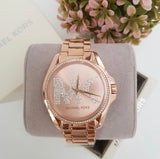 Michael Kors Bradshaw Quartz Rose Gold Dial Rose Gold Steel Strap Watch For Women - MK6556