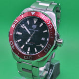 Tag Heuer Aquaracer 43mm Jam Tangan Tali Baja Perak Dial Hitam untuk Pria - WAY101B.BA0746