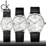 Calvin Klein Post Minimal Silver Dial Black Leather Strap Watch for Men - K7622185