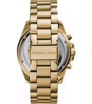 Michael Kors Bradshaw Chronograph Blue Dial Gold Steel Strap Watch For Women - MK5975