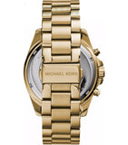 Michael Kors Bradshaw Chronograph Blue Dial Gold Steel Strap Watch For Women - MK5975