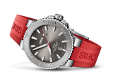 Oris Aquis Date Relief Grey Dial Red Rubber Strap Watch for Men - 0173377304153-0742466EB