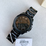 Michael Kors Brecken Chronograph Black Dial Black Steel Strap Watch For Men - MK8482