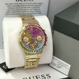 Guess Sugarrush Quartz Multicolor Dial Gold Steel Strap Watch For Women - GW0258L1