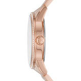 Michael Kors Ritz Analog Crystals Silver Dial Rose Gold Steel Strap Watch for Women - MK6863