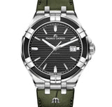 Maurice Lacroix Aikon Quartz Black Dial Green Crocodile Leather Strap Watch for Men - AI1008-PVB21-330-1