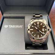 Tag Heuer Aquaracer Calibre 5 Automatic Sunray Brown Dial Silver Steel Strap Watch for Men - WAY2018.BA0927