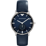 Emporio Armani Analog Quartz Blue Dial Blue Leather Strap Watch For Men - AR1647