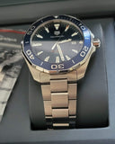 Tag Heuer Aquaracer 43mm Jam Tangan Tali Baja Perak Dial Biru untuk Pria - WAY101C.BA0746