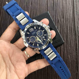 Guess Sport Multifunction Blue Dial Blue Rubber Strap Watch For Men - W0167G3