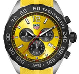 Tag Heuer Formula 1 Chronograph 41mm Yellow Dial Yellow Rubber Strap Watch for Men - CAZ101AM.FT8054