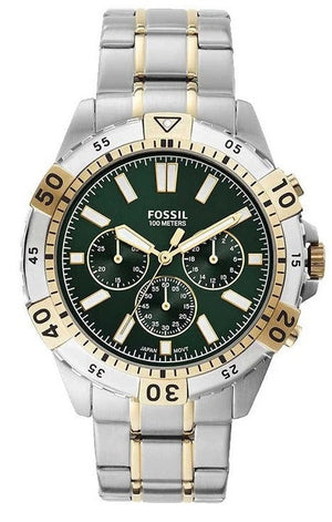 Fossil Garrett Chronograph Green Dial Two Tone Steel Strap Watch for Men - FS5622