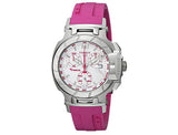 Tissot T Race Chronograph White Dial Pink Rubber Strap Watch for Women - T048.217.17.017.01