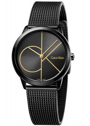 Calvin Klein Minimal Black Dial Black Mesh Bracelet Watch for Men - K3M214X1