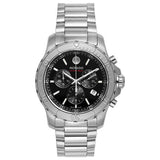 Movado Series 800 Chronograph Black Dial Silver Steel Strap Watch For Men - 2600110